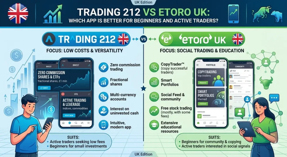 Trading 212 vs eToro UK: Which App is Better for Beginners and Active Traders?