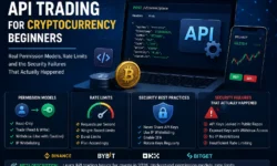 Infographic showing API key permission tiers, rate limit warnings, and real security breaches—MEXC Chrome extension hack and SwissBorg $41.5M API exploit.