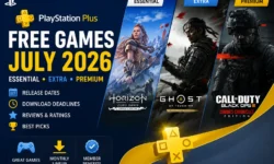 PlayStation Plus July 2026 game lineup: Essential (3 games), Extra (8 games), Premium (6 classics) with release dates and download deadlines.