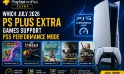 PS5 performance mode chart for July PS Plus Extra games: Rise of the Ronin, Avatar, and others with 60 FPS support and VRR recommendations.