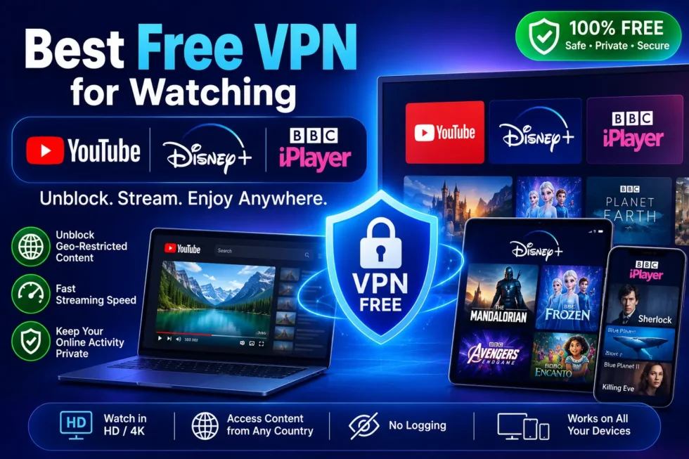 Free VPN comparison for streaming: Proton VPN's unlimited data, Windscribe's 10GB monthly, and hide.me's server control for YouTube, Disney+, and BBC iPlayer.