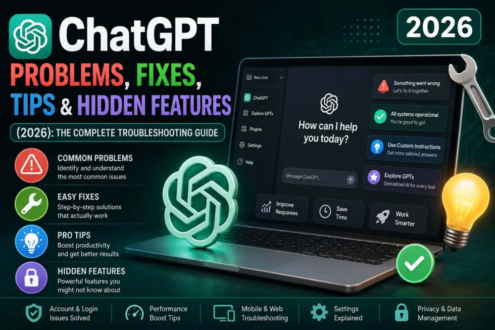 ChatGPT troubleshooting guide: connection errors, network fixes, browser cache, hidden features like custom instructions, memory, and voice mode.
