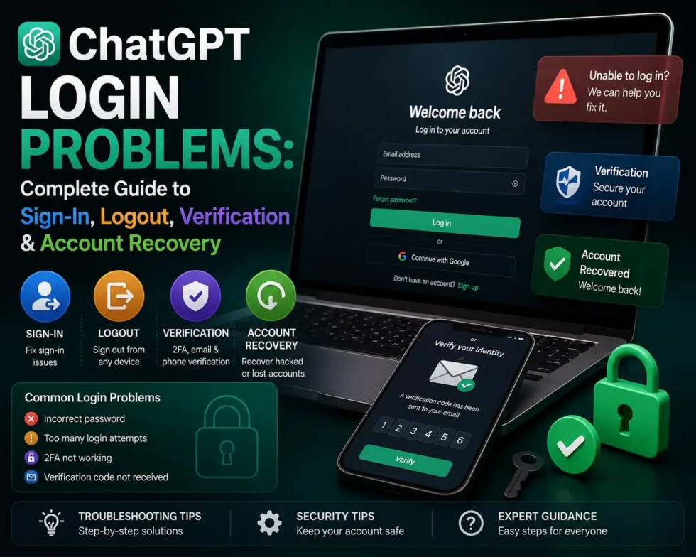 ChatGPT login troubleshooting guide: sign-in button fix, Microsoft account errors, verification email issues, and account recovery steps.
