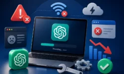 ChatGPT error troubleshooting guide: network errors, message stream issues, blank screen, slow responses, and suspicious activity warnings.