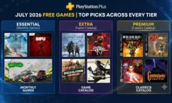 July 2026 PlayStation Plus best picks: Rise of the Ronin, Avatar, CrossCode highlighted across Essential, Extra, and Premium tiers.