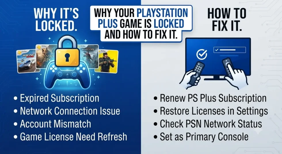 PlayStation game padlock icon troubleshooting guide: restore licenses, check subscription status, and avoid Extra/Essential license override issue.