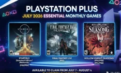 PlayStation Plus Essential July 2026 lineup: Call of Duty Modern Warfare III, For The King II, and CrossCode covers with PS5/PS4 badges.