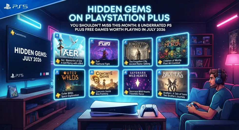 Eight underrated PS Plus games: Citizen Sleeper 2, Firefighting Simulator, Dying Light, CrossCode, Psi-Ops, Indigo Prophecy, Get Even, Risk of Rain 2.