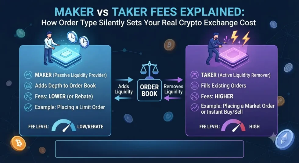 MAKER vs TAKER FEES EXPLAINED: How Order Type Silently Sets Your Real Crypto Exchange Cost