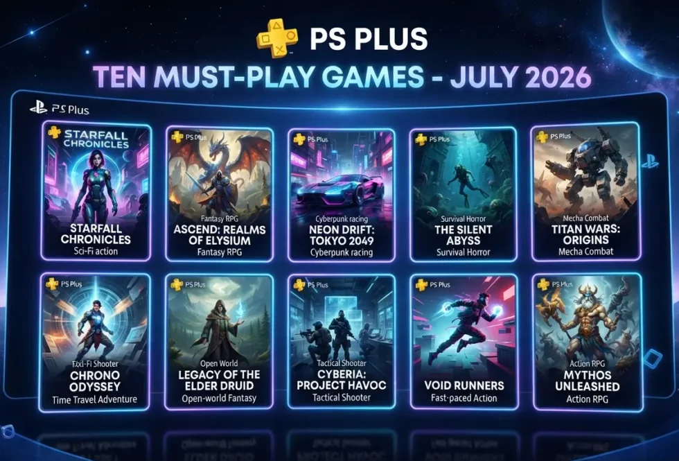 Ten must-play PS Plus July 2026 games: Rise of the Ronin, Avatar, Citizen Sleeper 2, Dying Light, CrossCode, and more with tier badges.