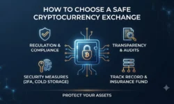 HOW TO CHOOSE A SAFE CRYPTOCURRENCY EXCHANGE" and "PROTECT YOUR ASSETS.